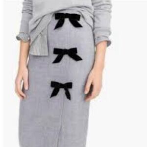 J. Crew Gray Pencil Skirt with Black Bow Details